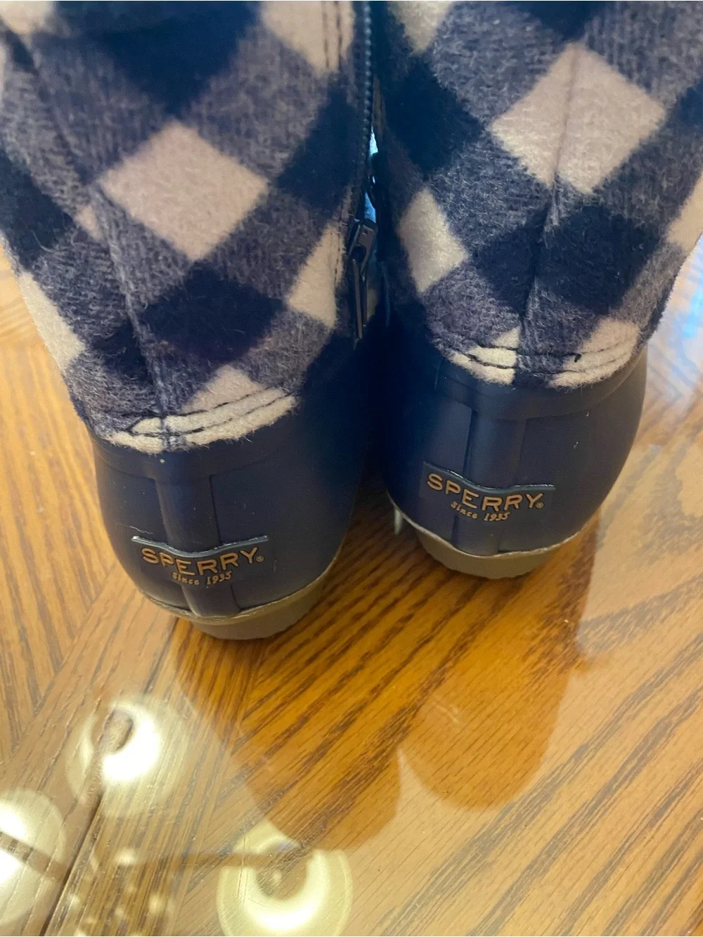 Sperry Kids Navy and Cream Plaid Insulated Snow Boots